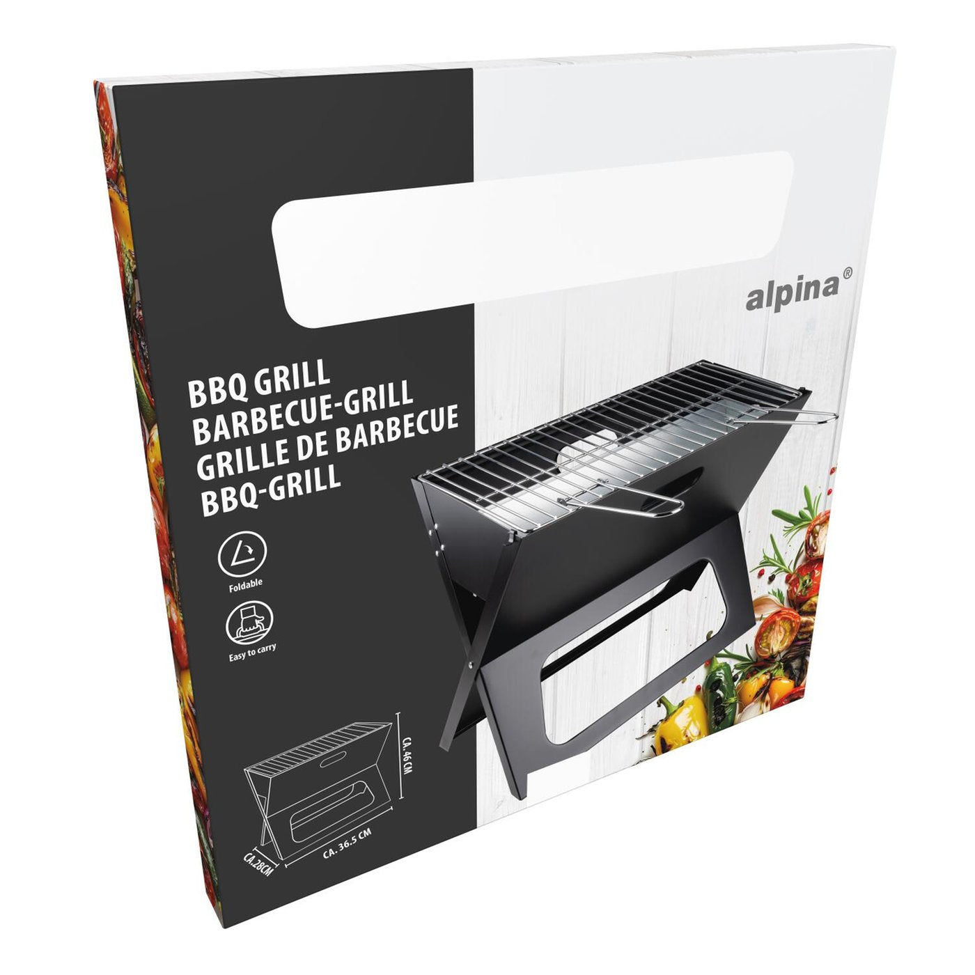 ALPINA Transportabel Kulgrill – Bærbar BBQ til Camping, Picnic og Have