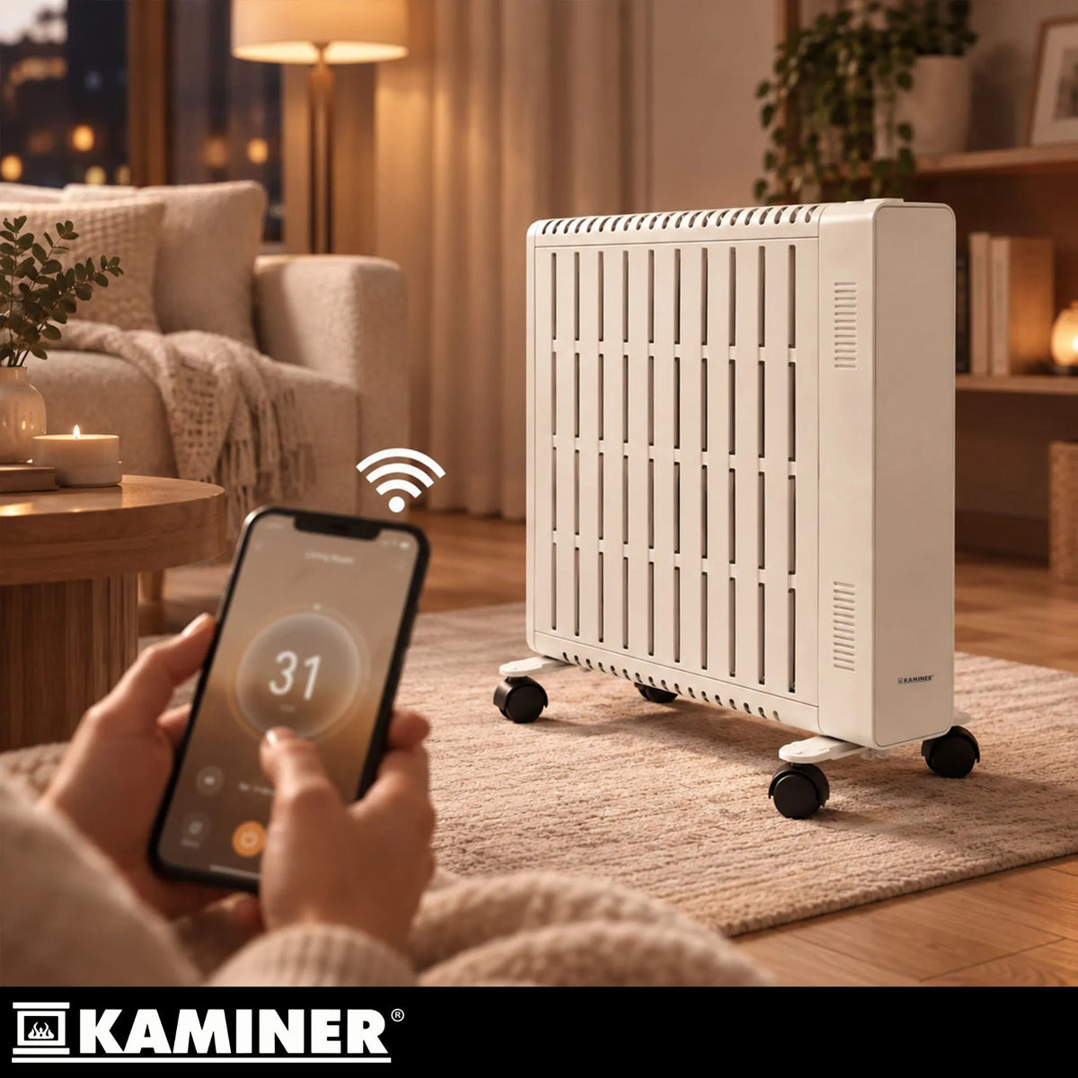 Kaminer Arvell Oljeradiator svart eller vit 2500W med WiFi & Termostat – 11 flänsar