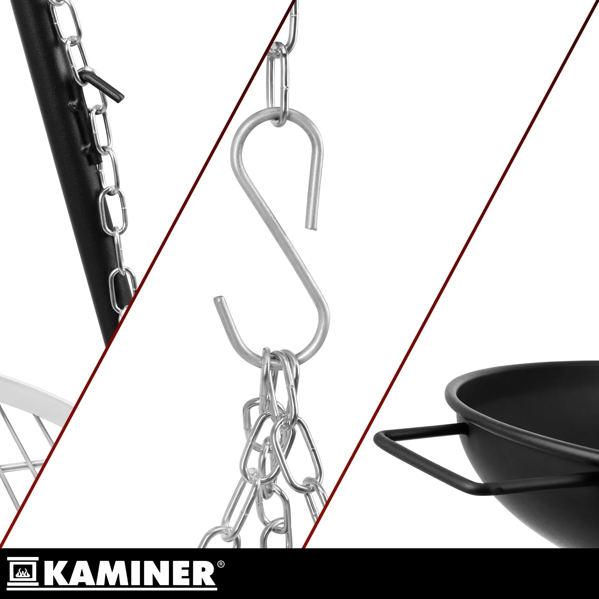 Trebensgrill med Bålfad – Hængegrill med 58 cm Grillrist & Justerbar Højde