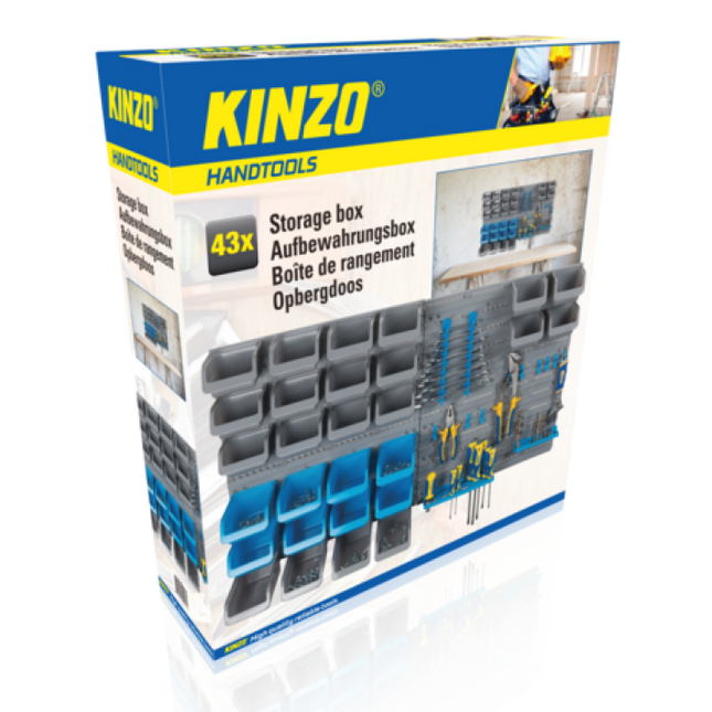 Kinzo Väggmonterad Förvaringsset – 43 Delar för Organiserad Verkstad