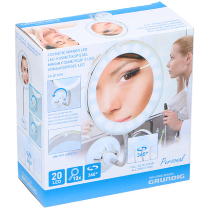 DEMO Genomgående sminkspegel med LED och sugkopp 