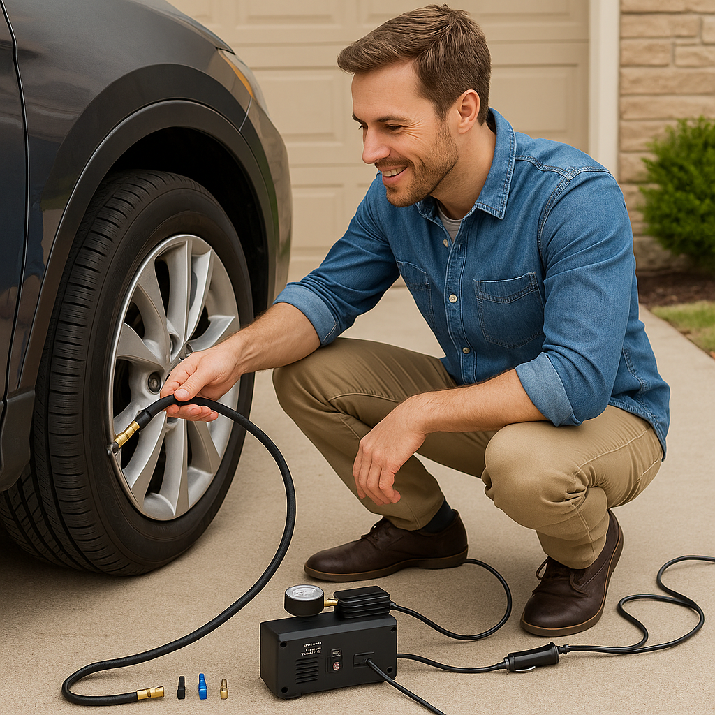 Kompressor för bildäck, cykeldäck, bollar, madrasser