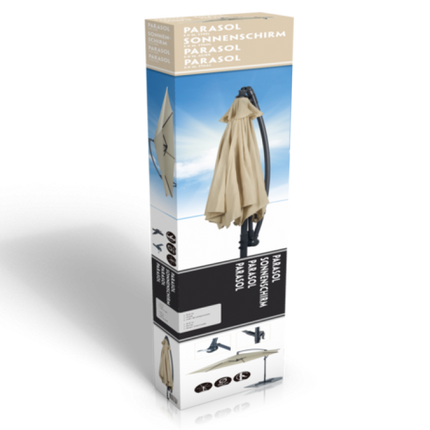 Hängande parasoll Beige Ø3 m