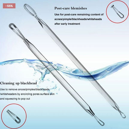 Professionellt ansiktsset med 5 extraktionsverktyg i rostfritt stål – För pormaskar, finnar och akne