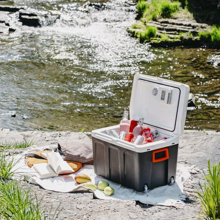 40L Transportabel Køleboks & Varmekasse med Hjul og Dobbelt Strømforsyning