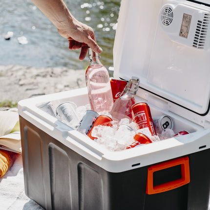 40L Transportabel Køleboks & Varmekasse med Hjul og Dobbelt Strømforsyning