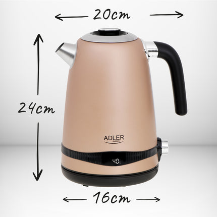 Snygg vattenkokare i rostfritt stål med LCD-skärm och temperaturkontroll – 1,7 L