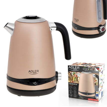 Snygg vattenkokare i rostfritt stål med LCD-skärm och temperaturkontroll – 1,7 L