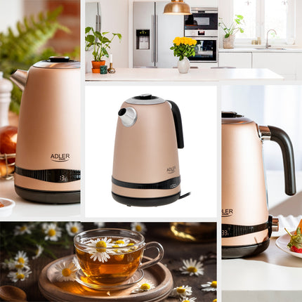 Snygg vattenkokare i rostfritt stål med LCD-skärm och temperaturkontroll – 1,7 L