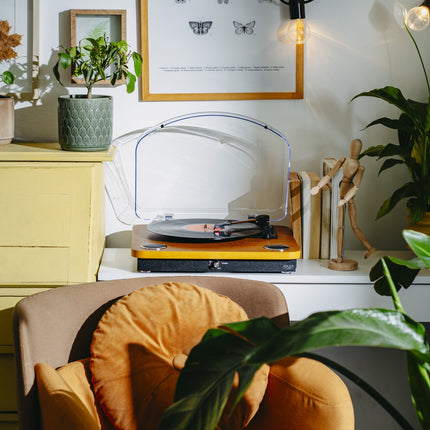 Pladespiller Hvid/træ farve med Bluetooth & USB optagelse