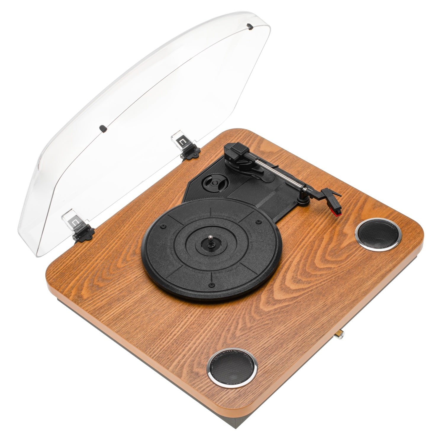 Skivspelare Vit/träfärg med Bluetooth & USB-inspelning