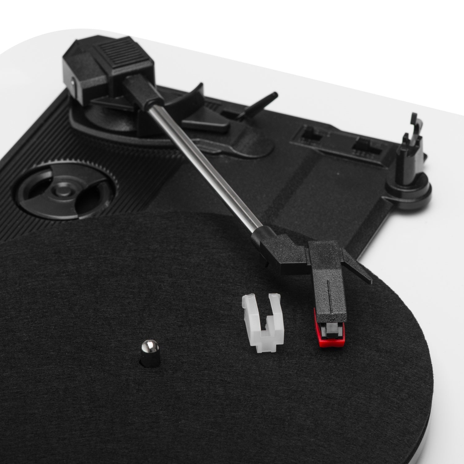 Skivspelare Vit/träfärg med Bluetooth & USB-inspelning