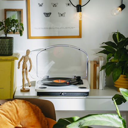 Pladespiller Hvid/træ farve med Bluetooth & USB optagelse