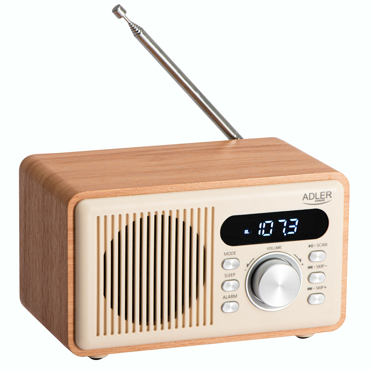Clockradio med Bluetooth, FM Radio, Alarm & Genopladeligt Batteri
