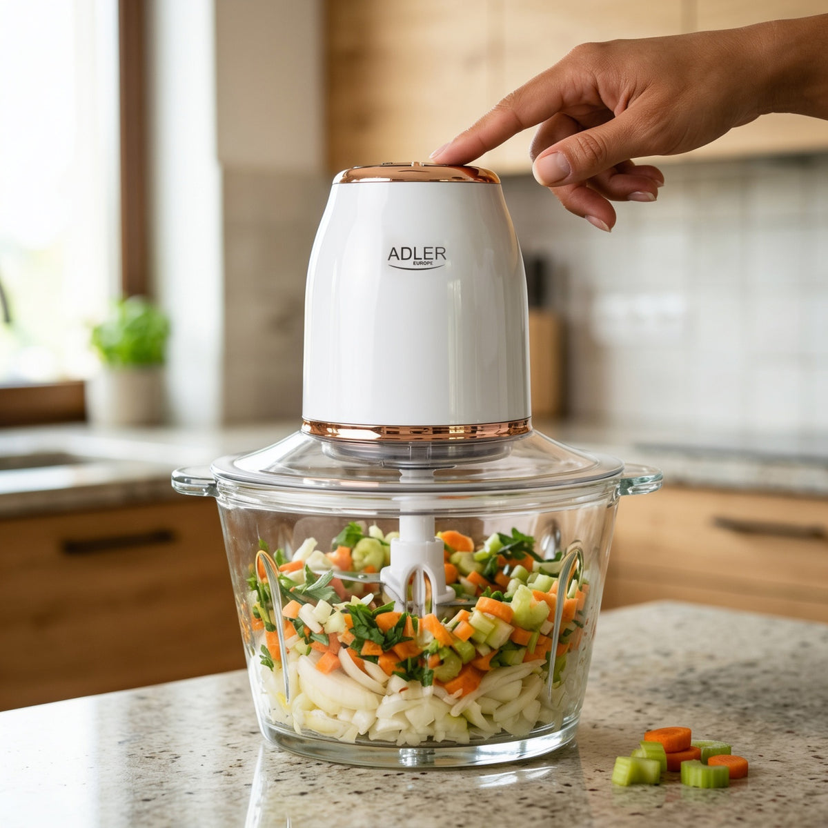 XXL Minihakker 2L – 800W med 4 Knive & 2 Hastigheder