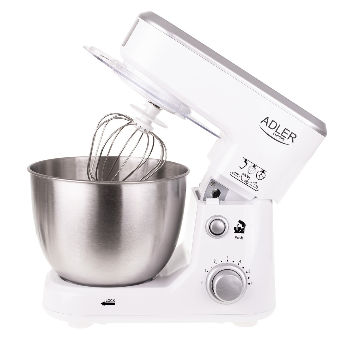 Køkkenmaskine 4L – 1000W med 6 Hastigheder & 3 Tilbehørsdele