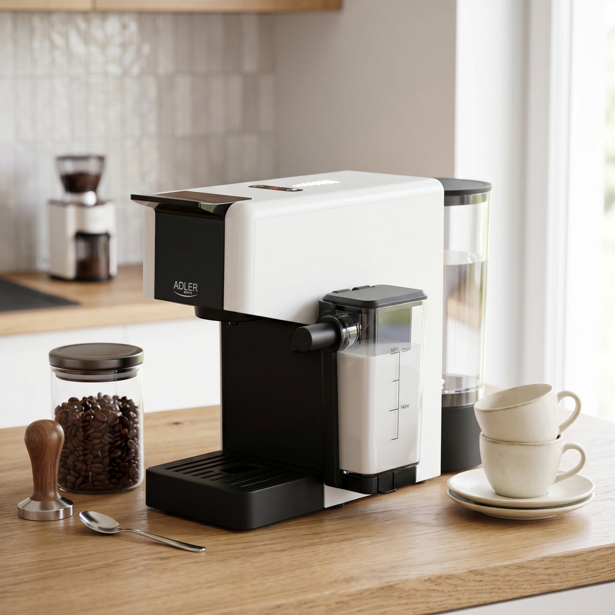 Multikapsel Kaffemaskine med Mælkeskummer – 20 Bar & 1400W