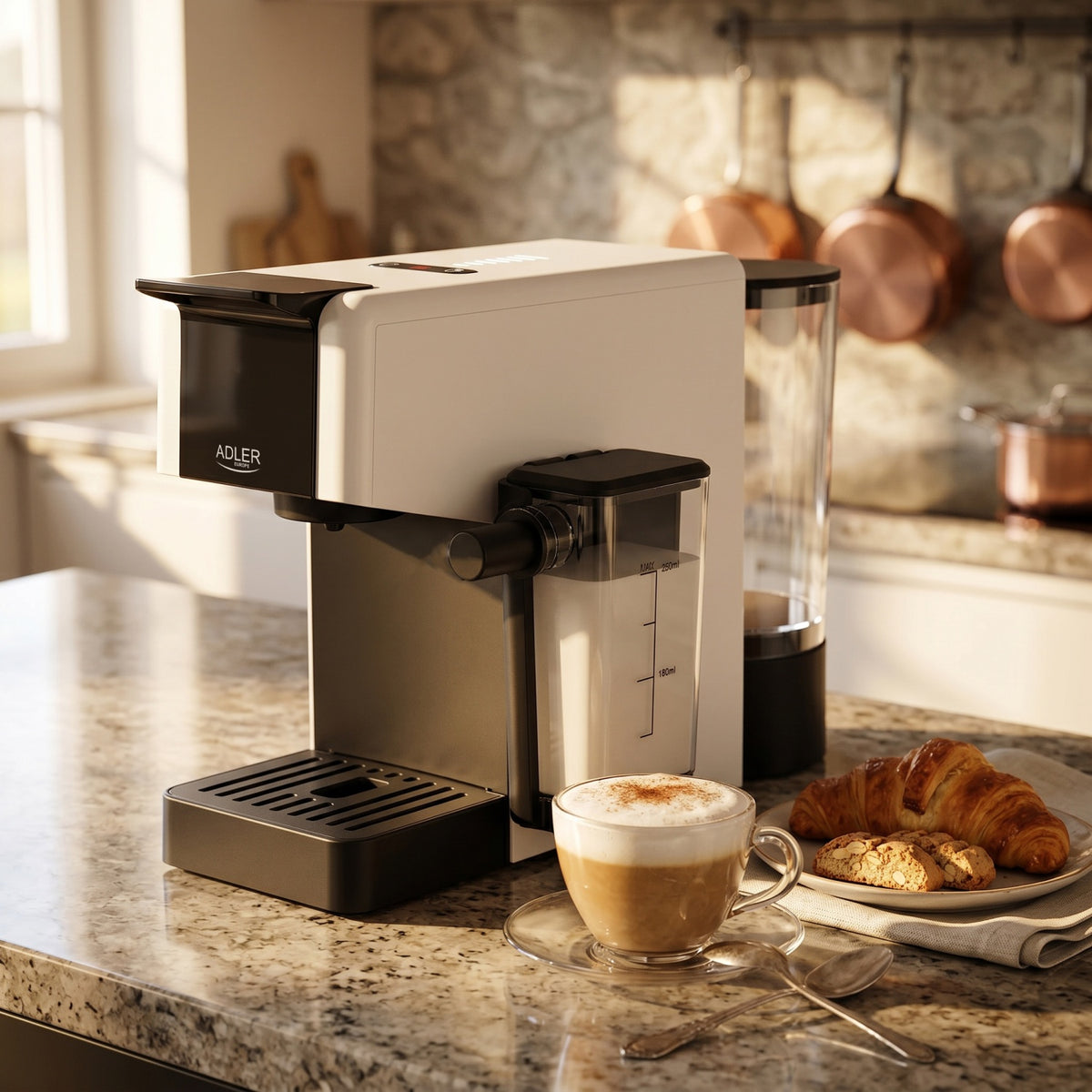 Multikapsel Kaffemaskine med Mælkeskummer – 20 Bar & 1400W