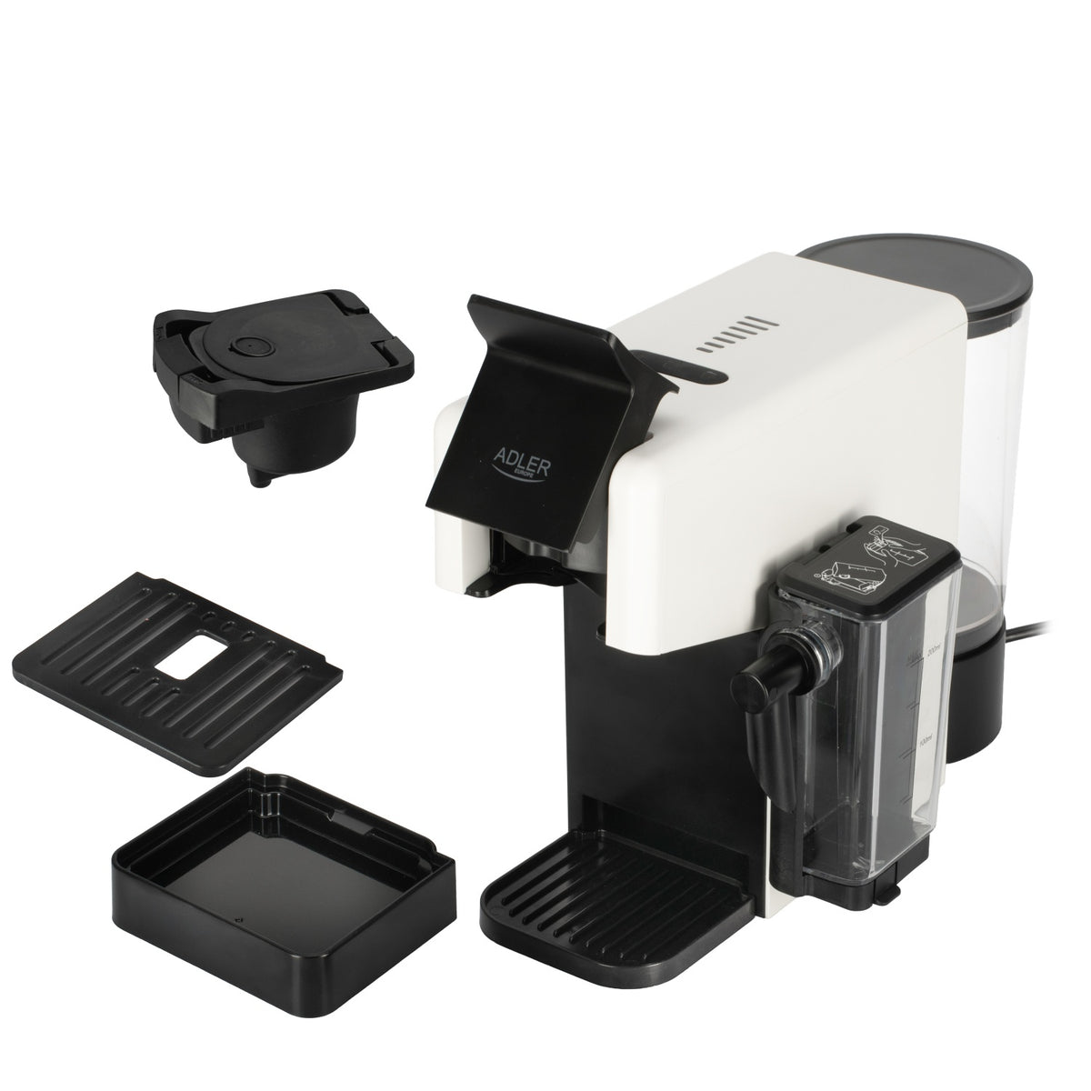 Multikapsel Kaffemaskine med Mælkeskummer – 20 Bar & 1400W