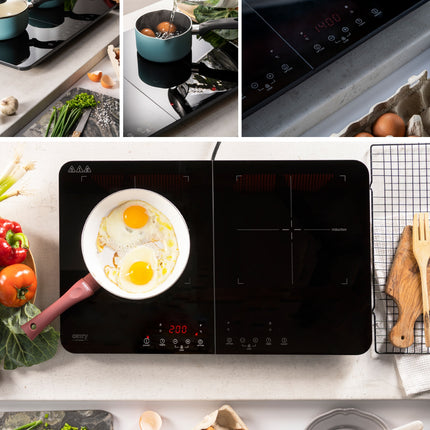 Induktionskogeplade, dobbelt – med Touch Display og Timer