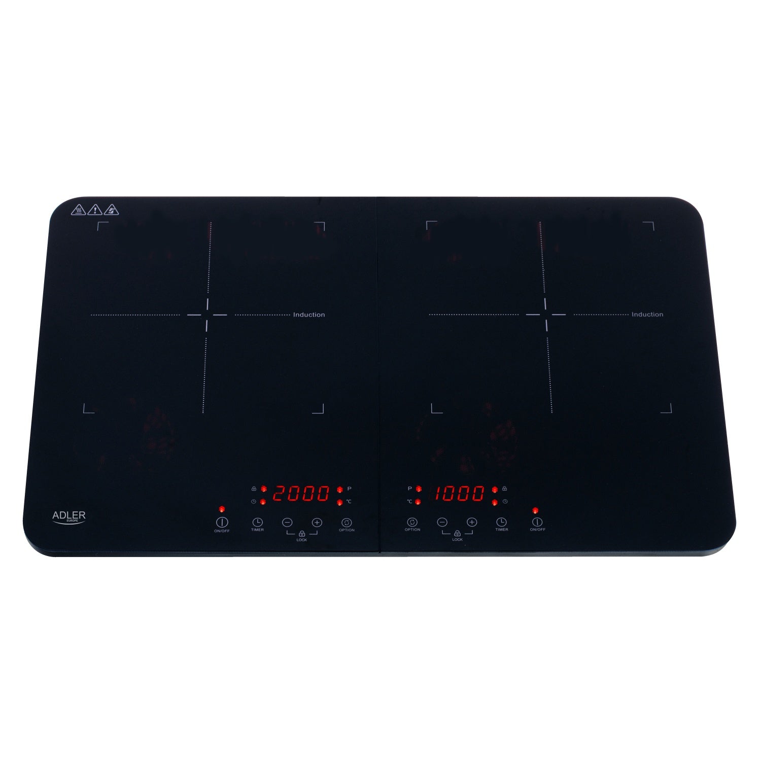 Induktionskogeplade, dobbelt – med Touch Display og Timer