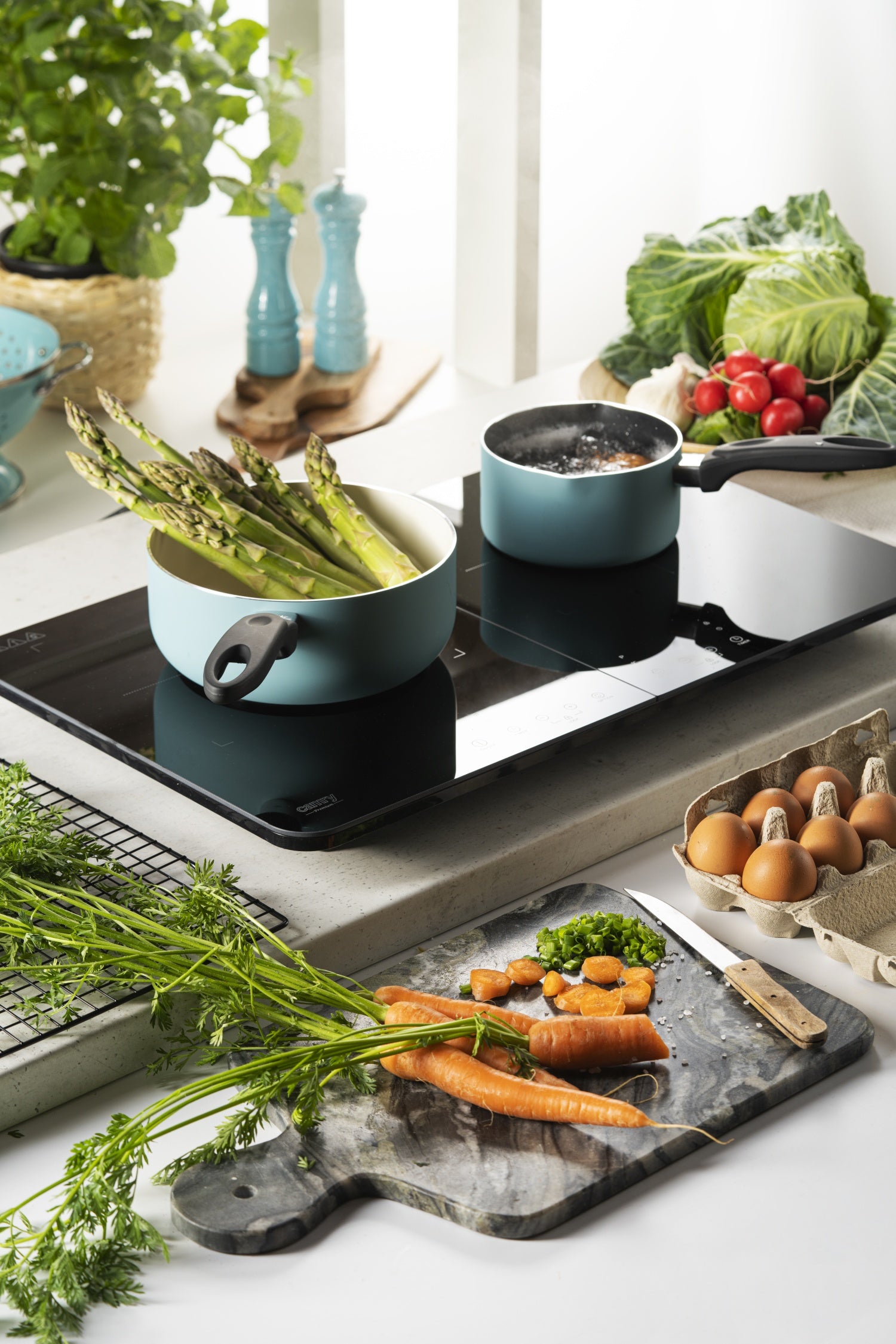 Induktionskogeplade, dobbelt – med Touch Display og Timer
