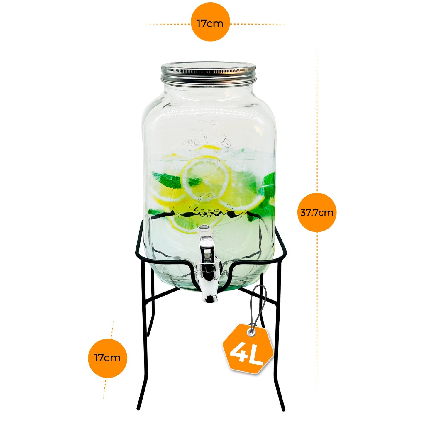 Drikkedispenser 4L inkl. metalstativ