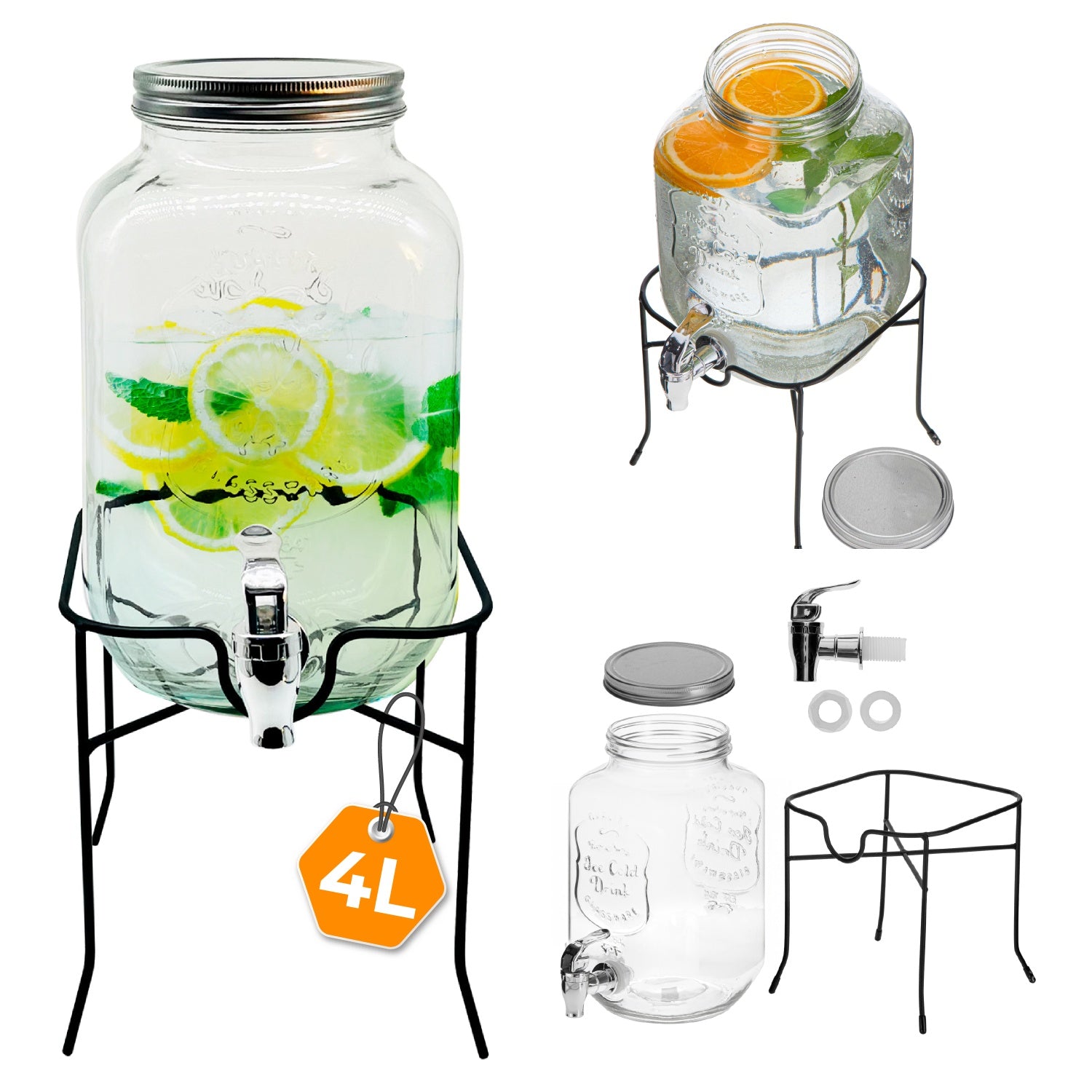 Drikkedispenser 4L inkl. metalstativ