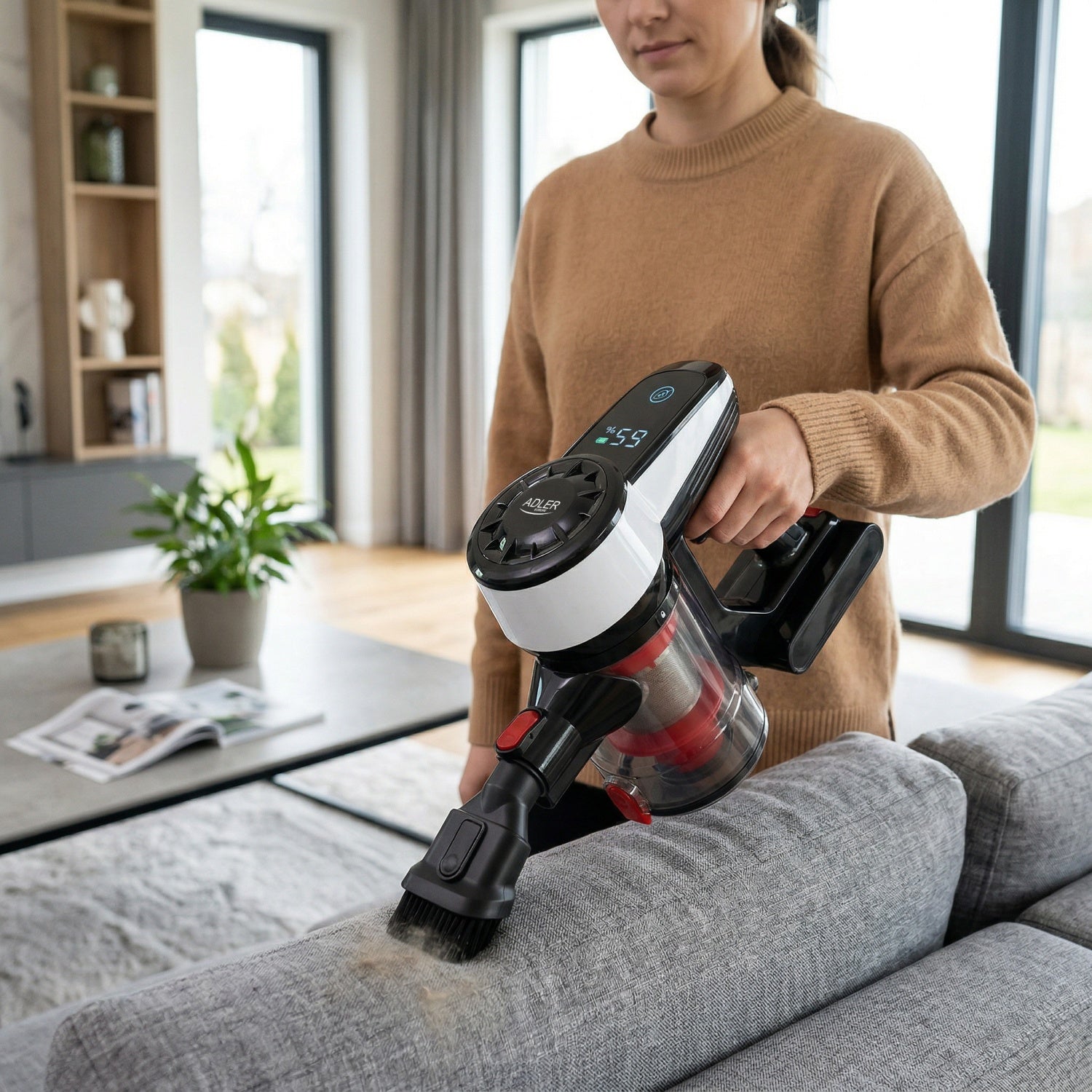 Støvsuger trådløs 2-i-1 18.000 Pa sugekraft og med Turbofunktion og LED-Lys
