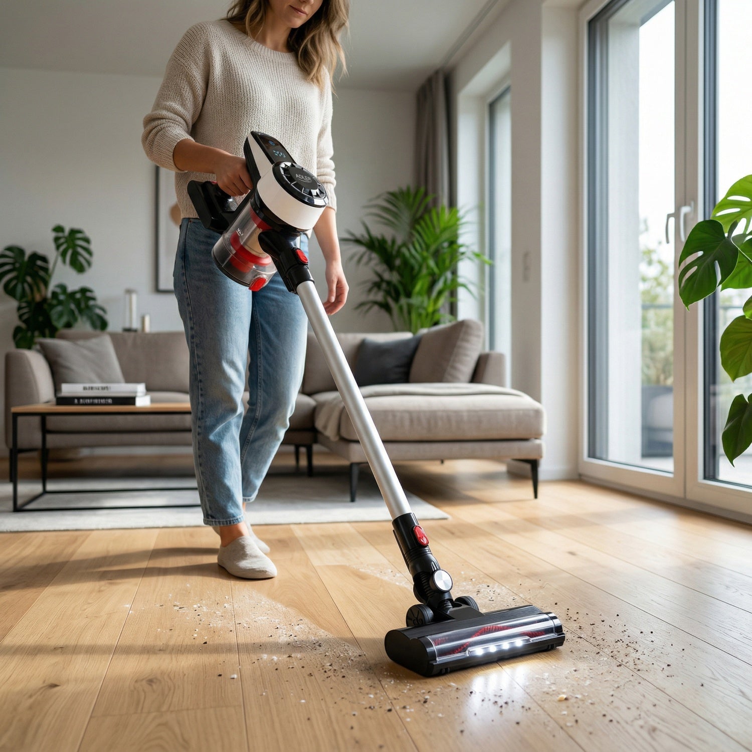 Støvsuger trådløs 2-i-1 18.000 Pa sugekraft og med Turbofunktion og LED-Lys