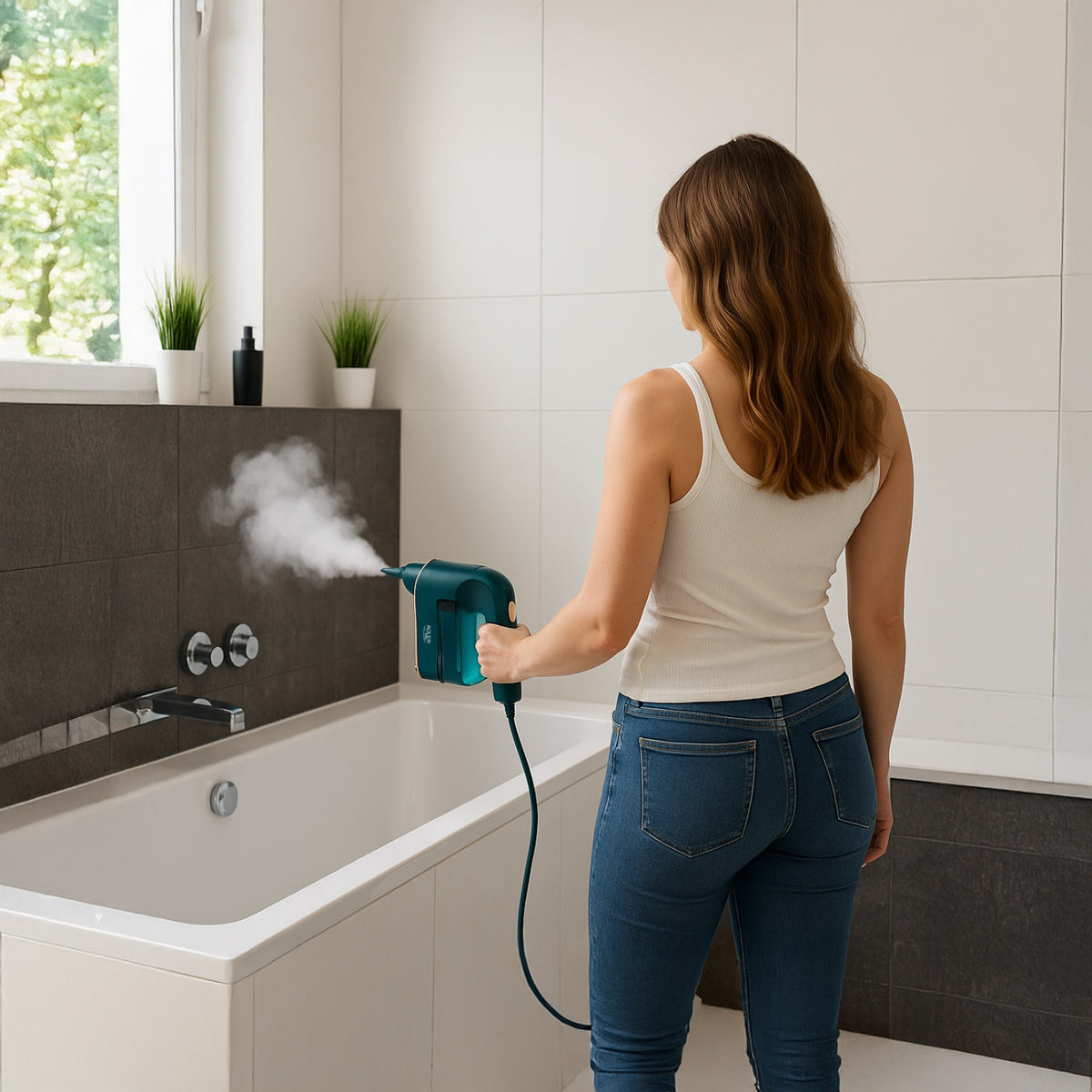 Håndholdt Damprenser 1200W – 5 Mundstykker til Køkken, Bad & Vinduer