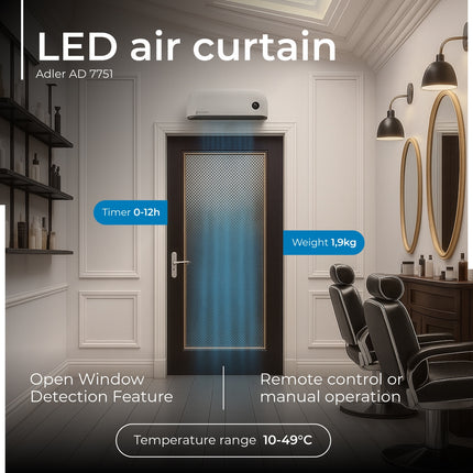 Varmeblæser 2000W LED med fjernbetjening og programmering