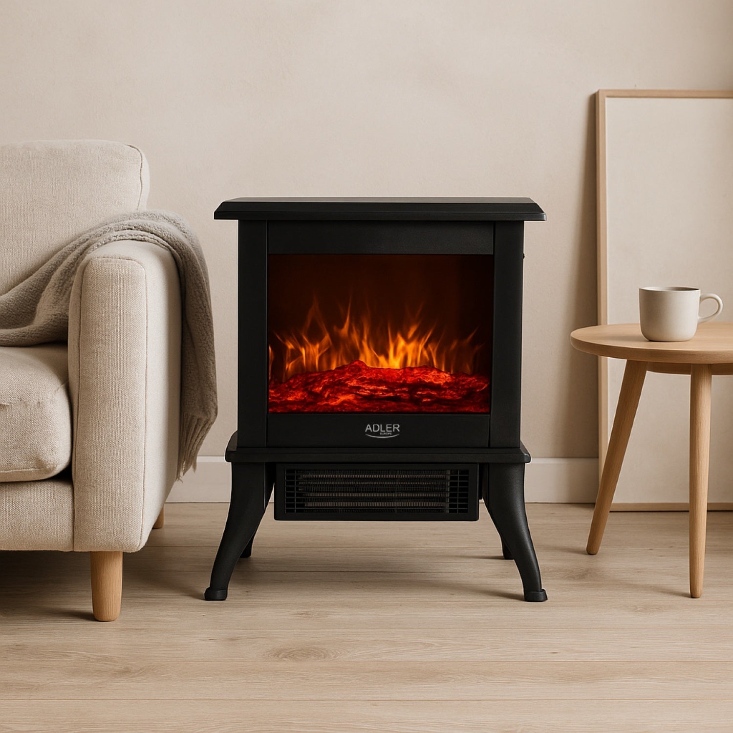 Elektrisk spis med 3D-flameffekt – kompakt och snygg värmare