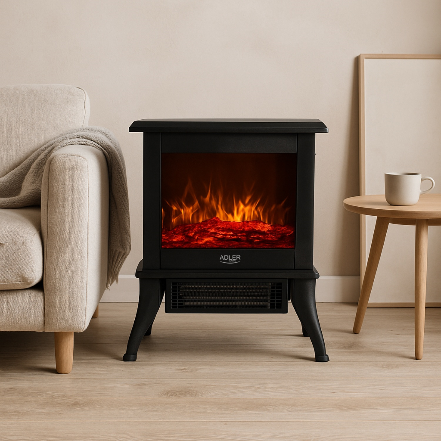 Elektrisk spis med 3D-flameffekt – kompakt och snygg värmare