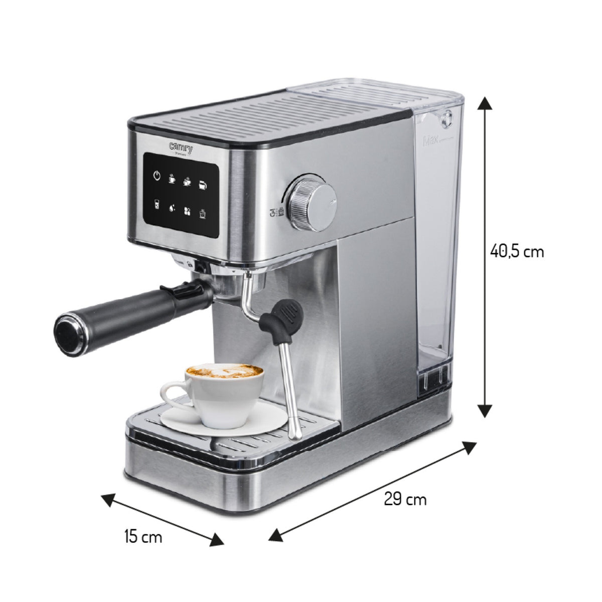 Espressomaskine 20 Bar med Mælkeskummer, LCD Touch & 7 Funktioner