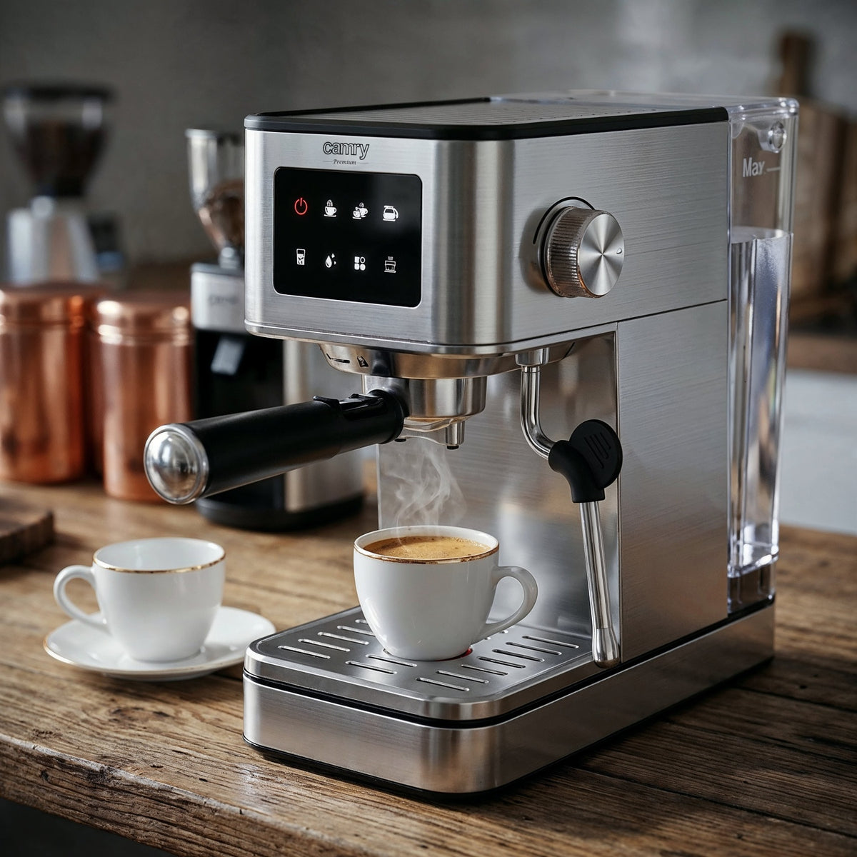 Espressomaskine 20 Bar med Mælkeskummer, LCD Touch & 7 Funktioner