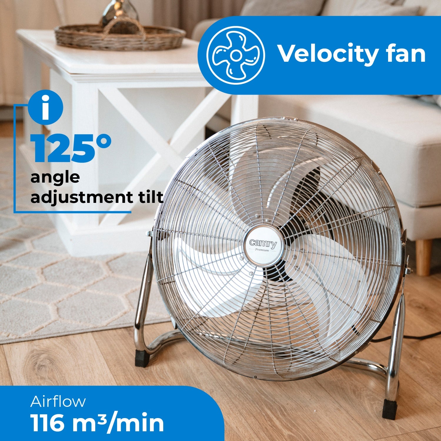 Gulvventilator 45 cm - 3 hastigheder