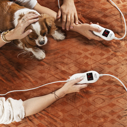 Varmetæppe 160 x 150 cm dobbelt, med Timer – Superblødt fleece & 8 varmeindstillinger (2 x 60W)