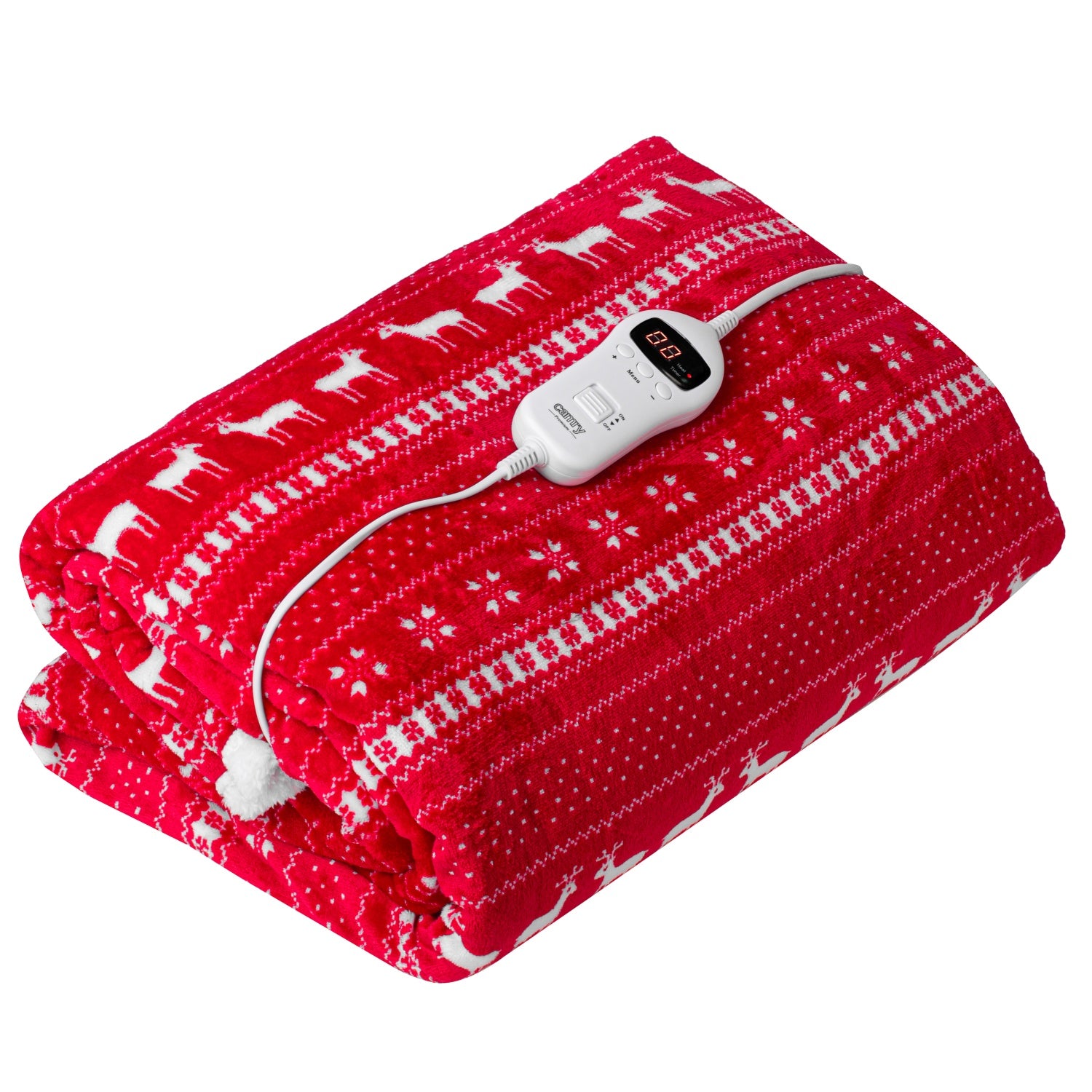 Värmefilt med julmotiv – 160x180 cm, dubbel – värmeinställningar och timer (120W)