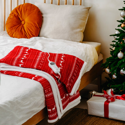 Varmetæppe med julemotiv – 160x180 cm, dobbelt - varmeindstillinger & timer (120W)