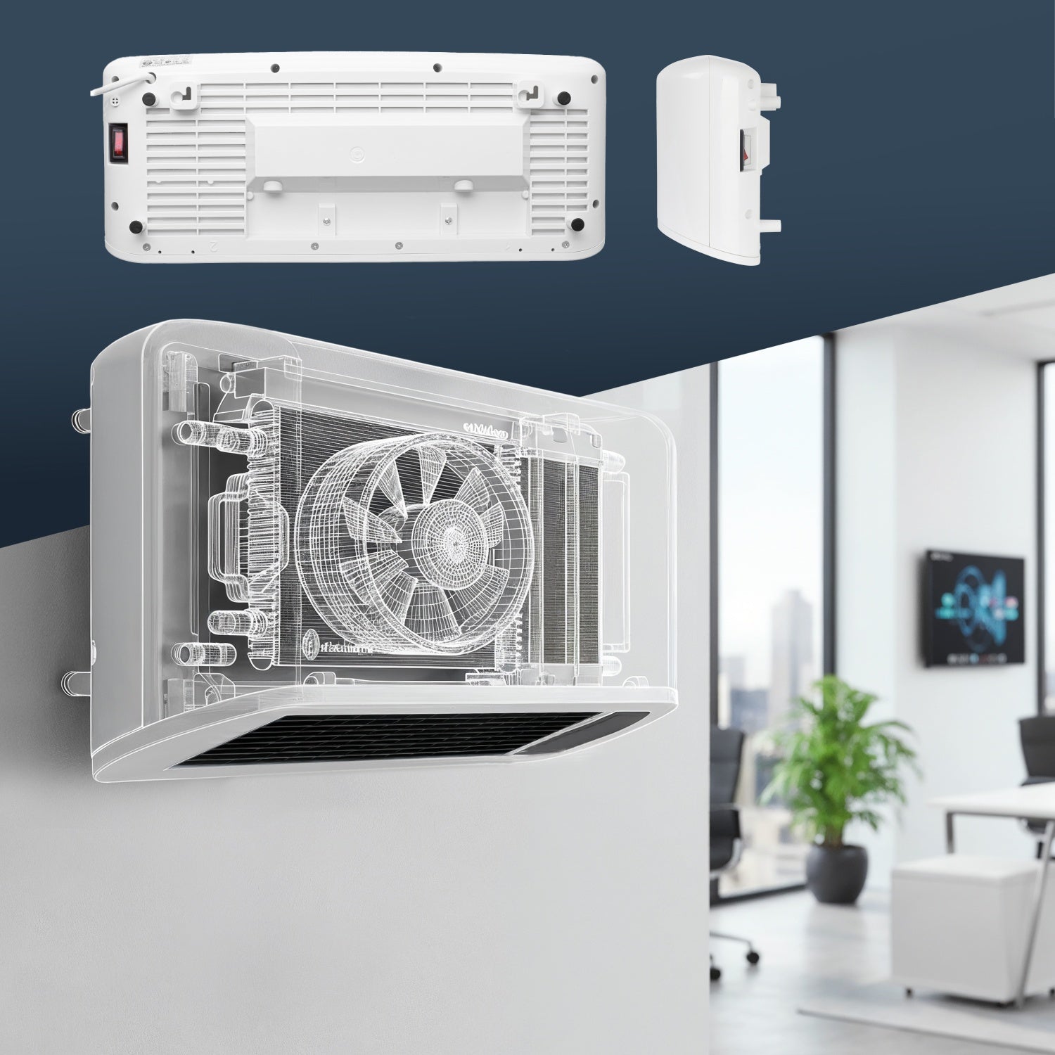 Varmeblæser 2000W med fjernbetjening og LED Display