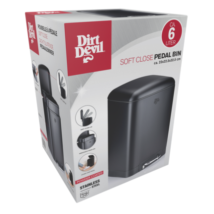 Dirt Devil pedalbehållare med mjukstängning - Finns i 6, 12 och 30 liter (svart)