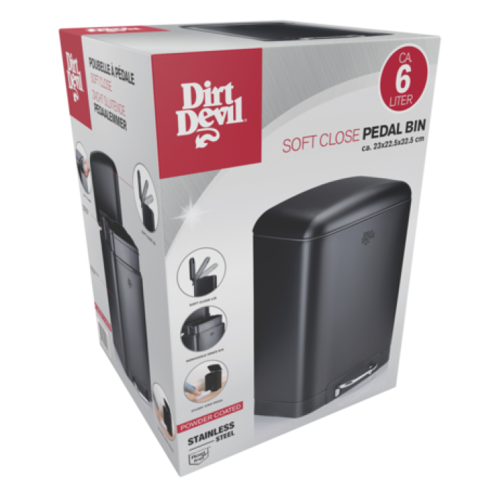 Dirt Devil Pedalspand med Soft Close – Fås i 6, 12 og 30 Liter (Sort)