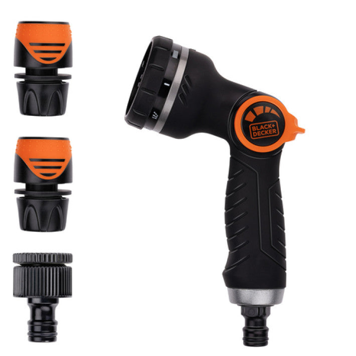 Black+Decker Deluxe bevattningsset med trädgårdsdusch – 8 sprutmönster