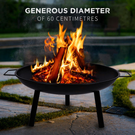 Stort Bålfad på Ben i Sort Metal