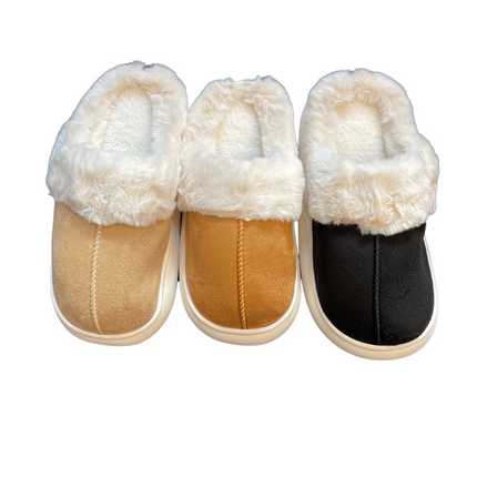 Luksus Dame Hjemmesko i Sort, Brun & Beige