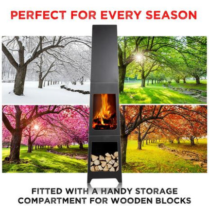 Pejs i Sort Metal med Skorsten – Skab Hygge og Varme i Haven