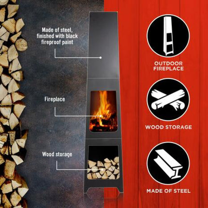 Pejs i Sort Metal med Skorsten – Skab Hygge og Varme i Haven
