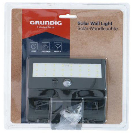 GRUNDIG solcellsvägglampa för utomhusbruk – energibesparande och automatisk på/av