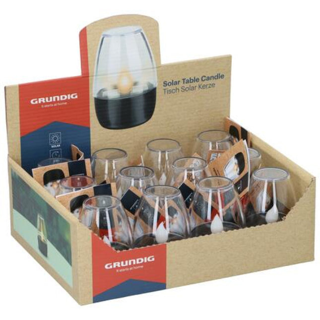 Grundig Set med 12 solcellslampor – Flimrande LED-lampor för utomhusbruk
